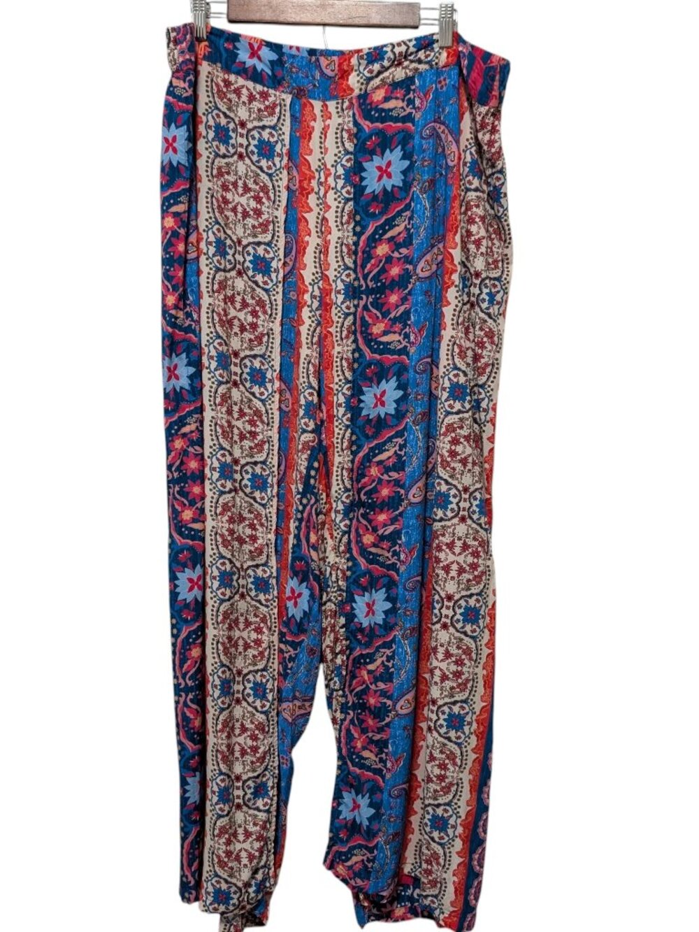 Soft Surroundings Womens Size 1X Bohemian Mixed Pattern Wide Leg Draped Pants